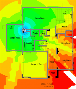 WiFi router placement heat map: poor placement