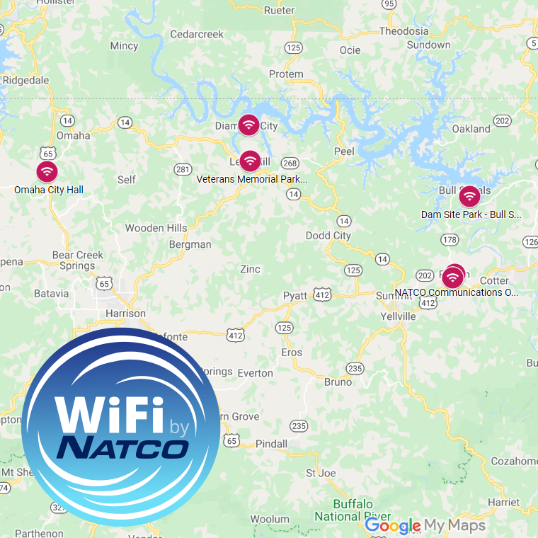 Map of NATCO WiFi Locations